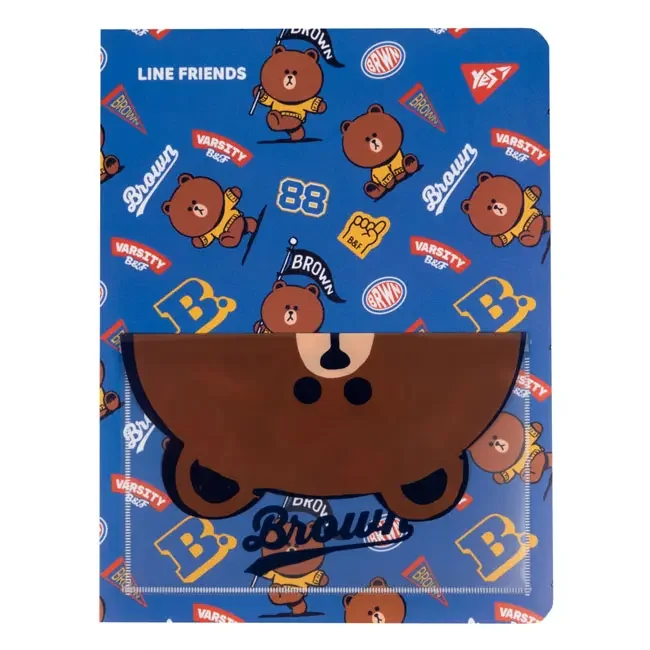 Папка з 20 файлами YES Line Friends Brown А4 з кишенею