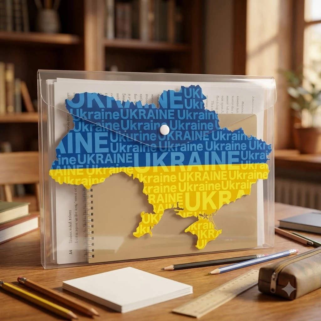 Папка з кнопкою А4 кольорова "Карта України" 180 мкм