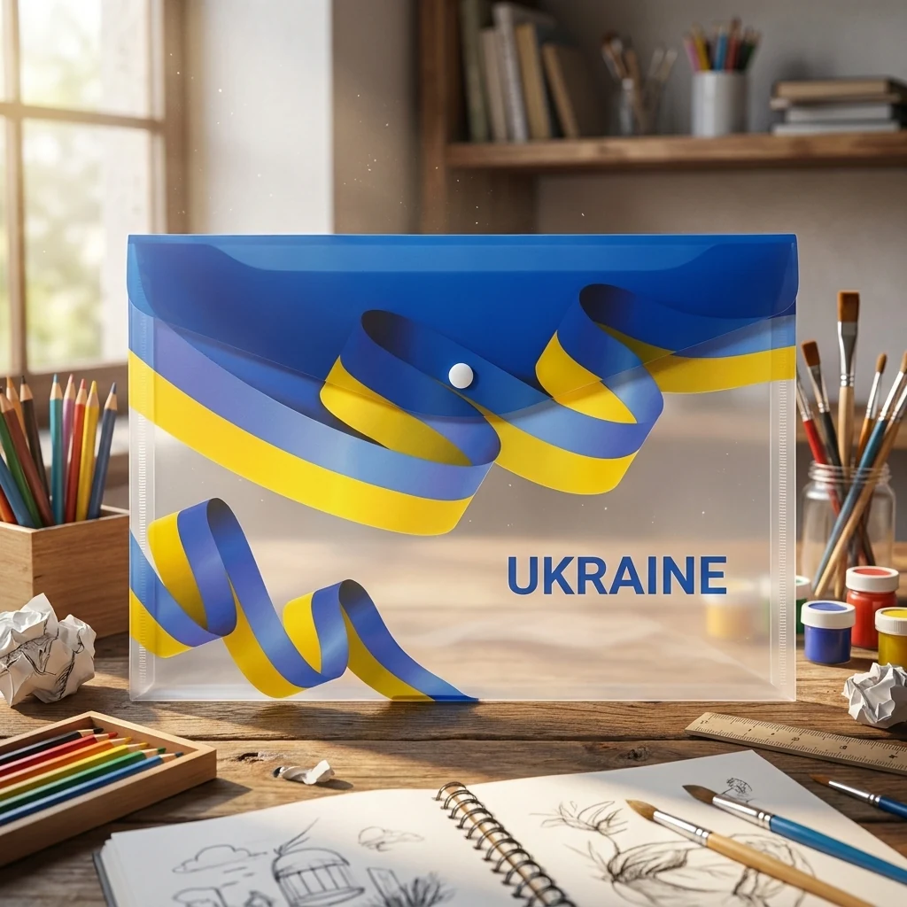Папка з кнопкою А4 кольорова "Україна" 180 мкм