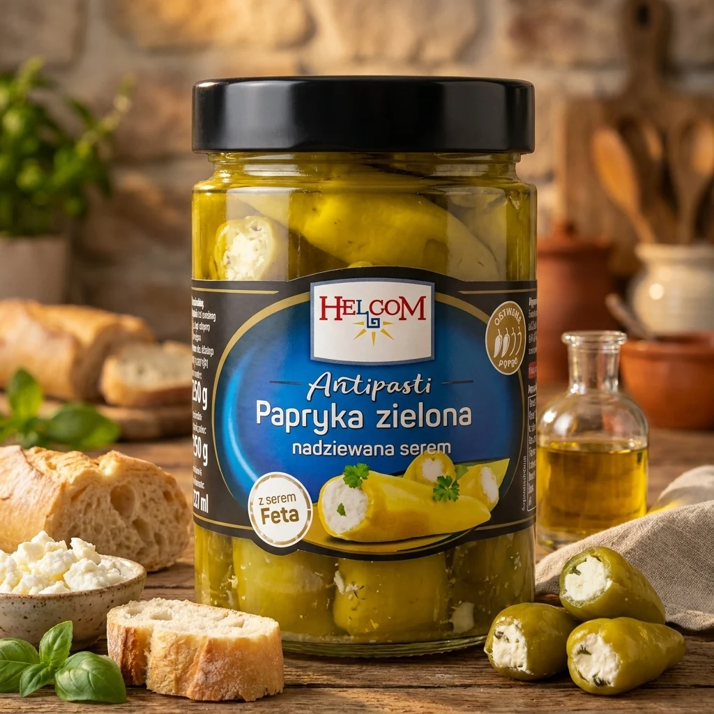 Паприка зелена фарширована фетою, HELCOM 260гр