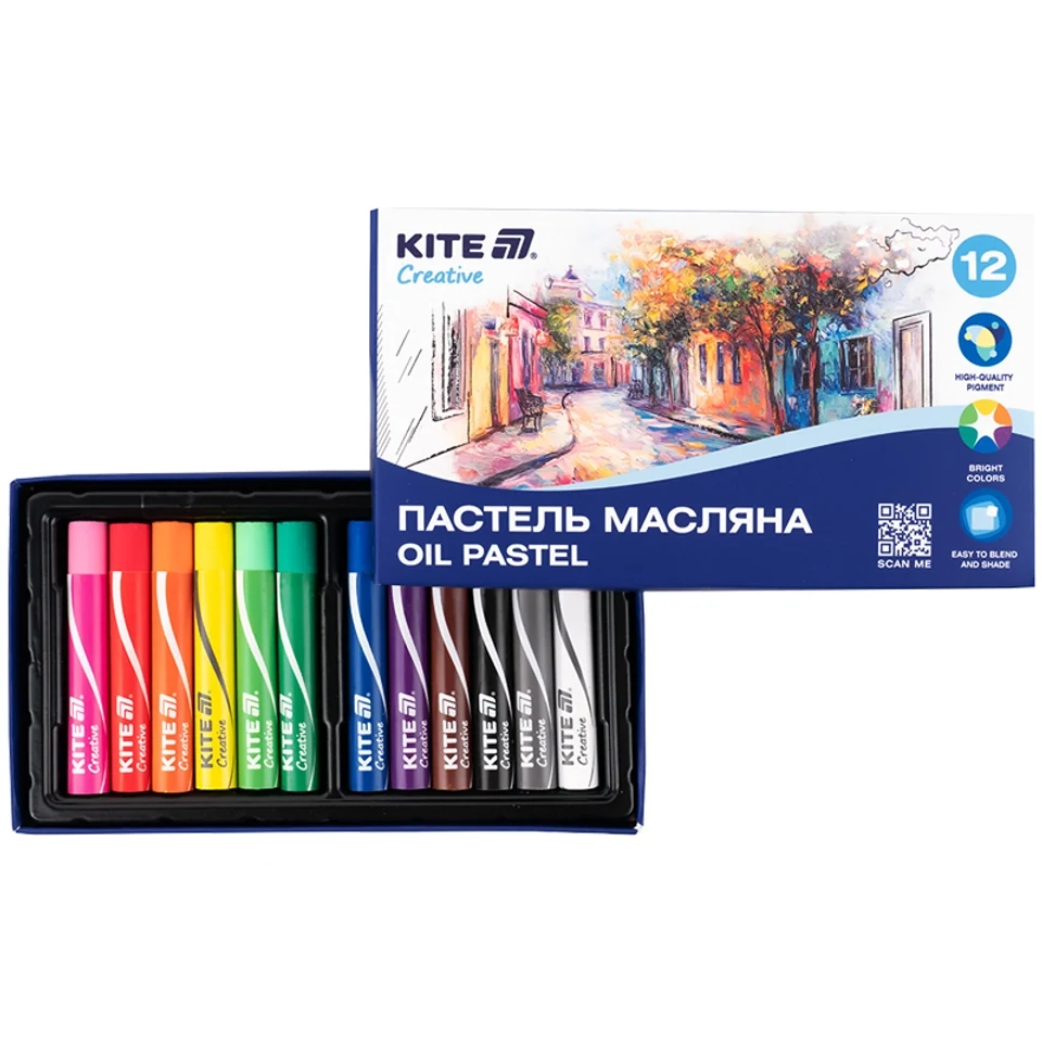 Пастель масляна Kite 12 кольорів Creative K-200-12 — фото 2