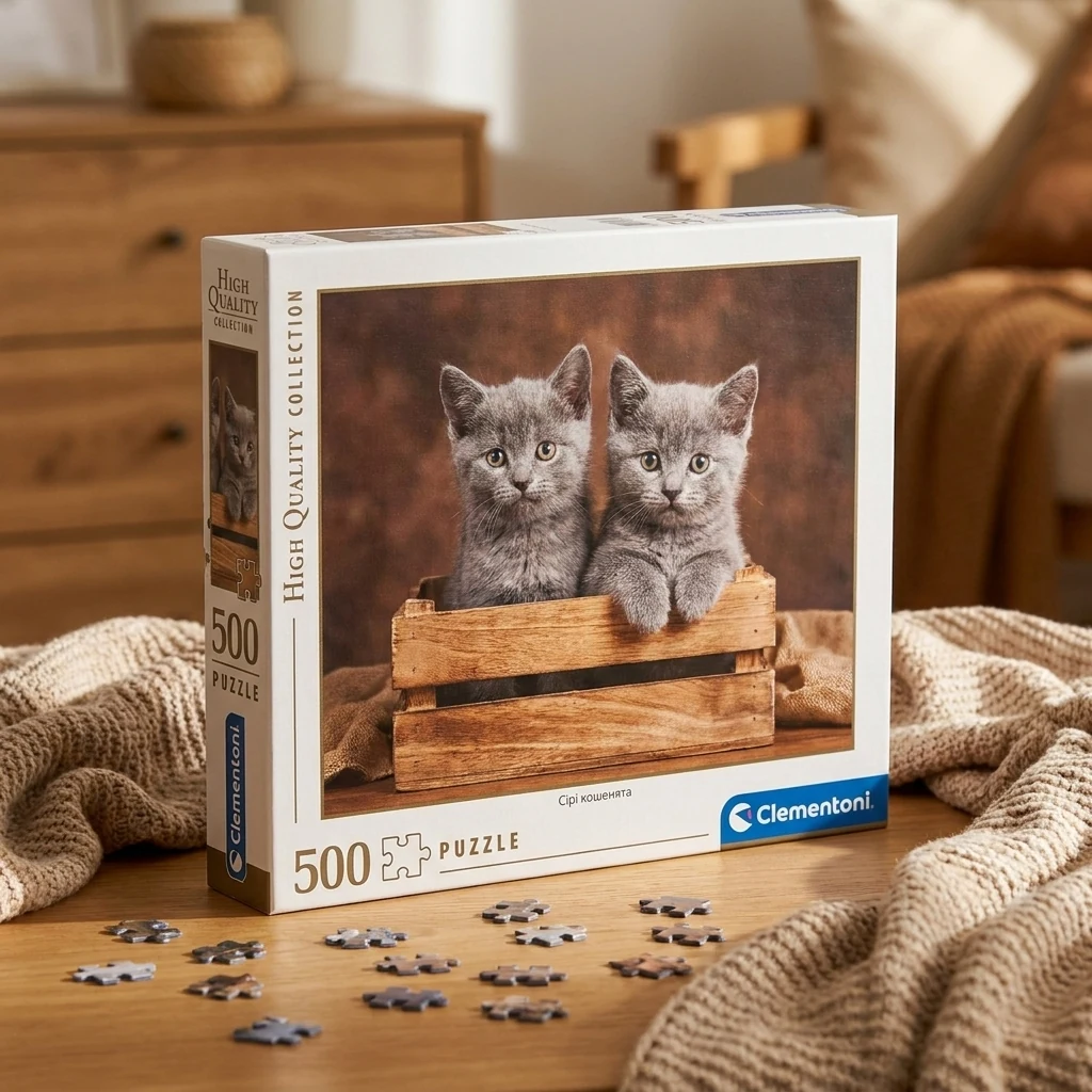 Пазли Clementoni (500 ел.) "Сірі кошенята" (36х49)