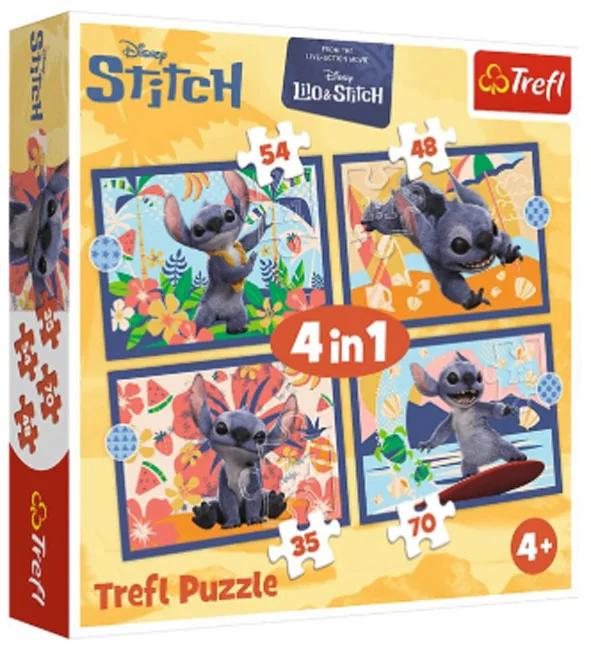 Пазли Trefl 4+ (4 в 1) "Disney Stitch The Movie Відпустка на Гаваях" (28.5х20.5) — фото 2