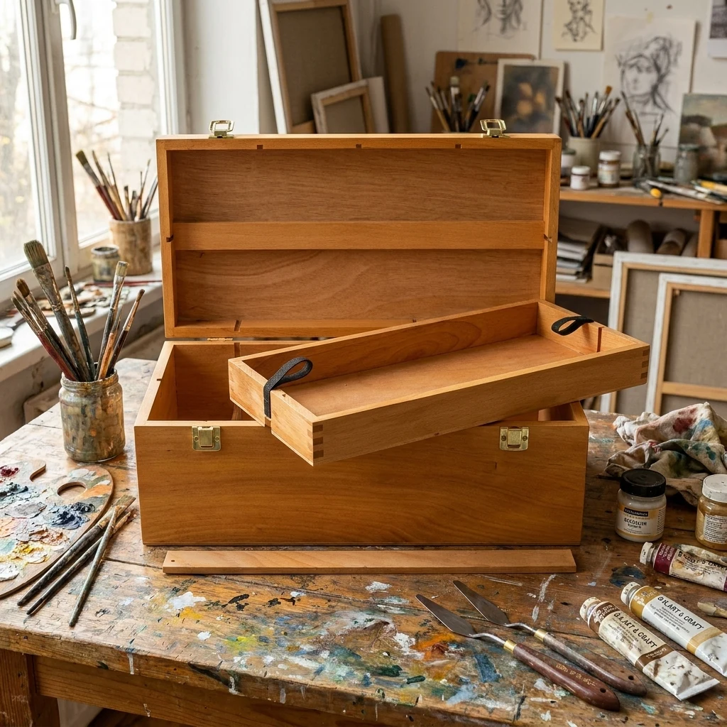 Пенал для художніх матеріалів дерев'яний 40*20*15 см, D.K.ART & CRAFT