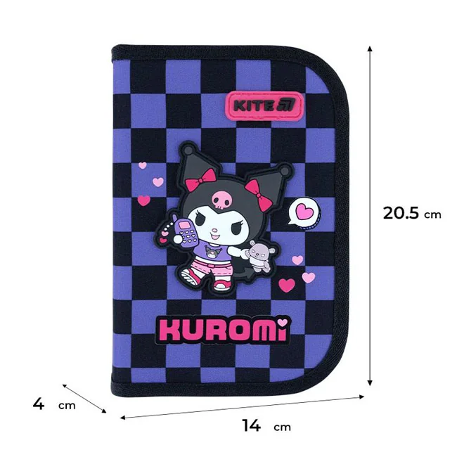 Пенал шкільний 1 відділення "Kuromi" Kite HK26-621-2 — фото 2