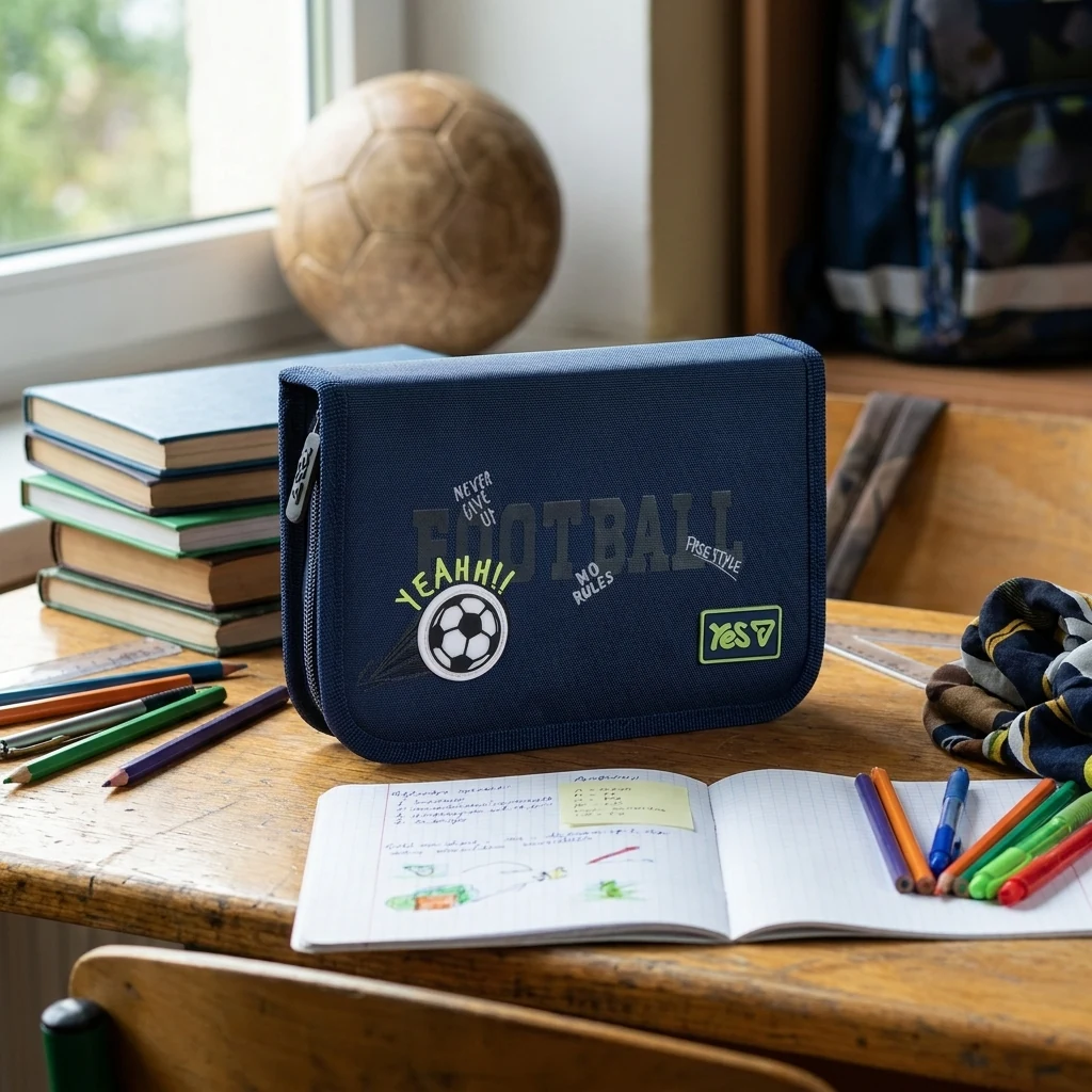 Пенал твердий Yes одинарний з клапаном HP-03 Football 533869 533869