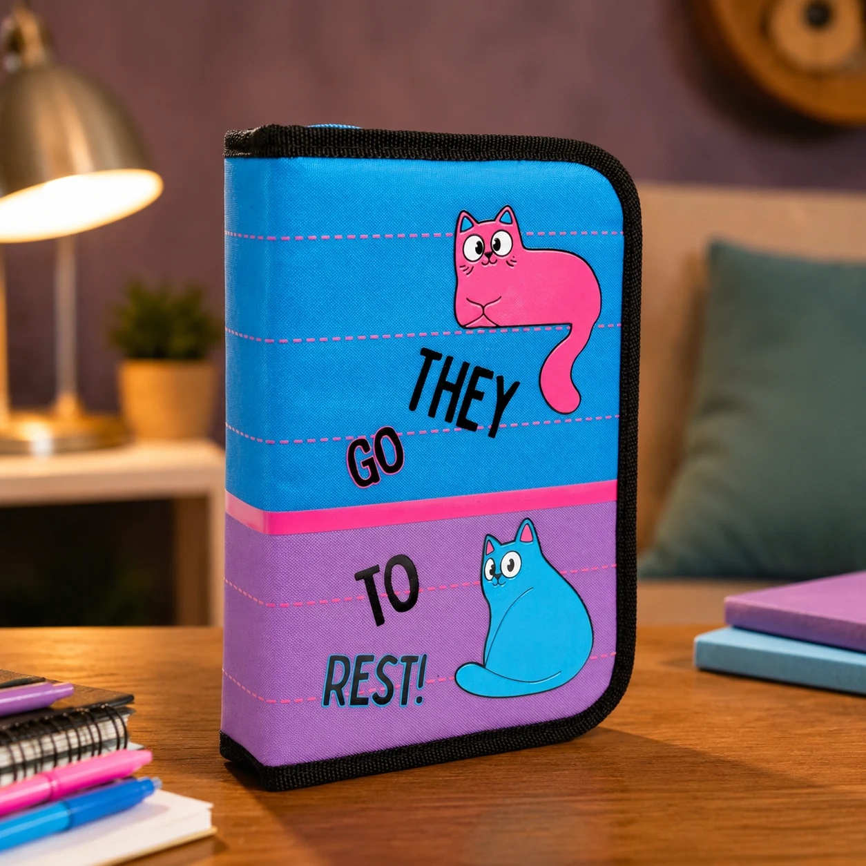 Пенал твердий 1Вересня одинарний з двома клапанами HP-04 Pink and Blue — Пенали та сумки