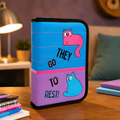 Пенал твердий 1Вересня одинарний з двома клапанами HP-04 Pink and Blue