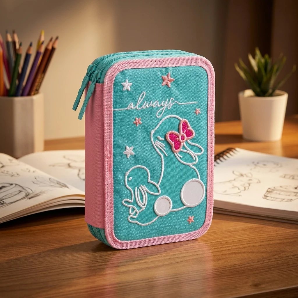 Пенал твердий 1Вересня подвійний HP-01 Bunny бірюзовий