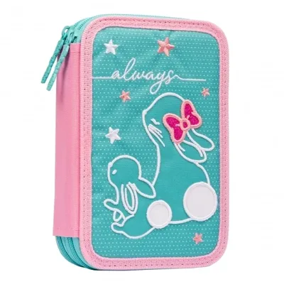 Пенал твердий 1Вересня подвійний HP-01 Bunny бірюзовий