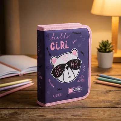 Пенал твердий Smart одинарний з двома клапанами HP-04 Hello Girl!