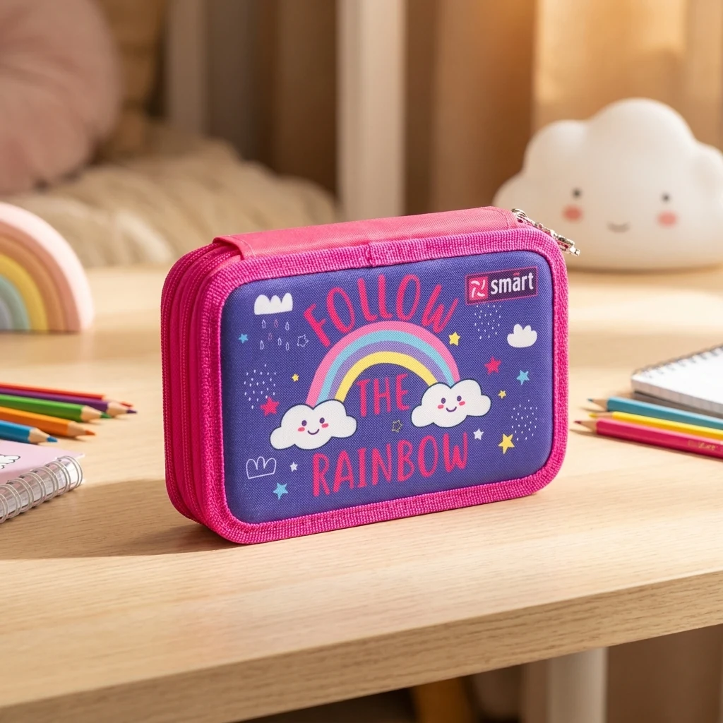 Пенал твердий SMART подвійний HP-01 Follow the rainbow фіолетовий