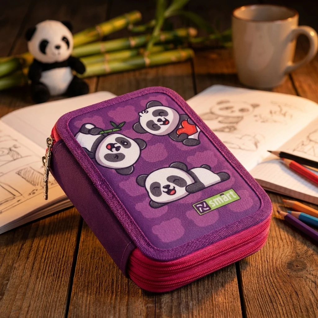 Пенал твердий Smart подвійний HP-01 Hi panda! — Пенали та сумки