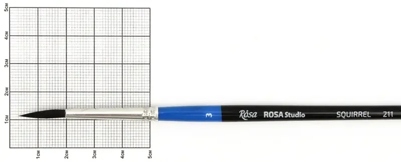Пензель Білка круглий, 211, № 3, коротка ручка, Rosa Studio