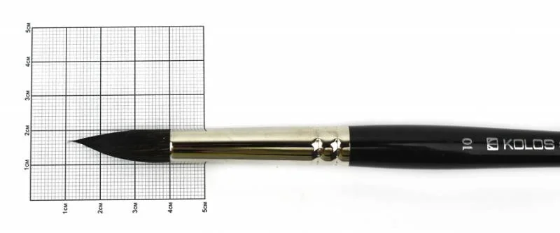 Пензель Білка круглий, Classic 3049R, № 10, коротка ручка, Kolos