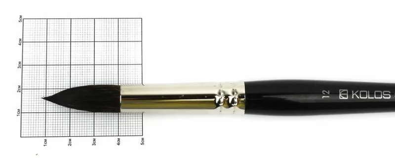 Пензель Білка круглий, Classic 3049R, № 12, коротка ручка, Kolos