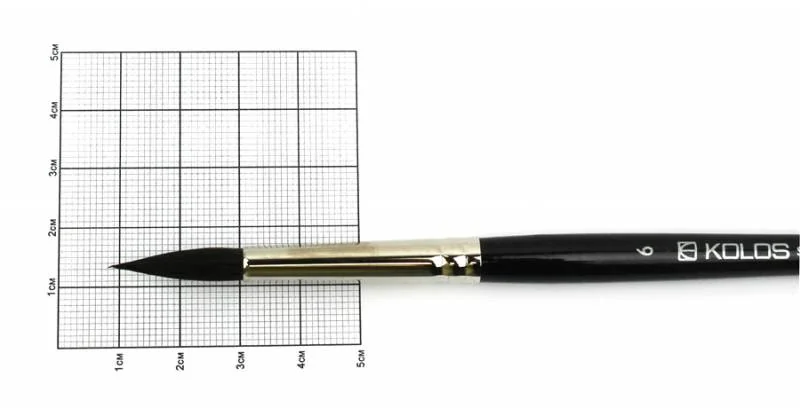 Пензель Білка круглий, Classic 3049R, № 6, коротка ручка, Kolos