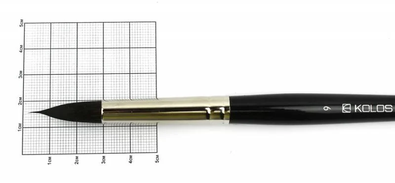 Пензель Білка круглий, Classic 3049R, № 9, коротка ручка, Kolos