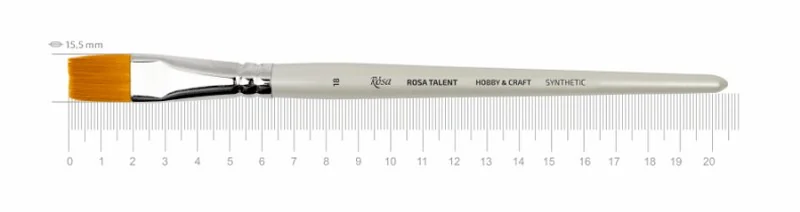 Пензель для декору, синтетика плоска, №18, коротка ручка, Rosa Talent
