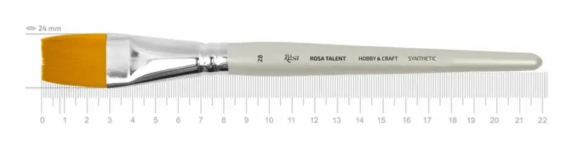Пензель для декору, синтетика плоска, №28, коротка ручка, Rosa Talent