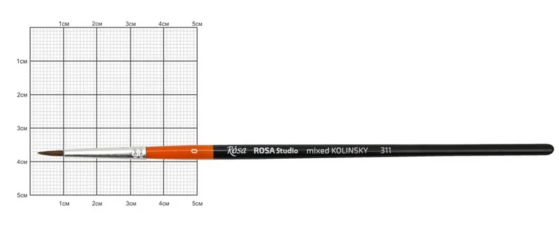 Пензель Колонок круглий, 311, № 0, коротка ручка, Rosa Studio