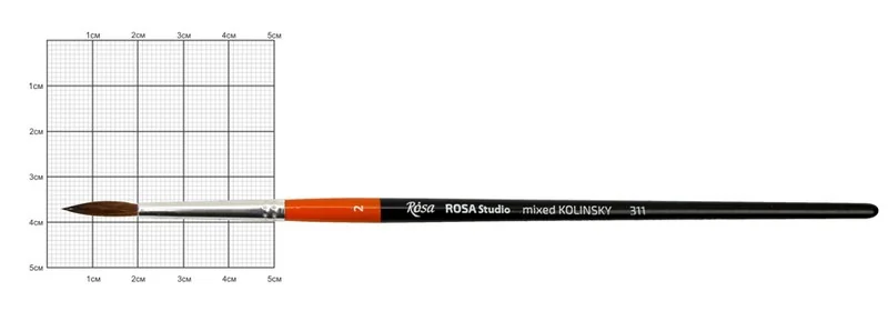 Пензель Колонок круглий, 311, № 2, коротка ручка, Rosa Studio