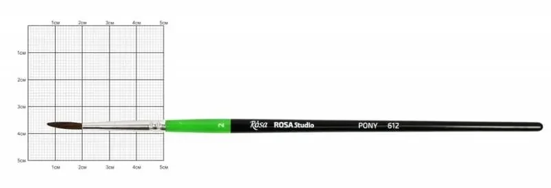 Пензель Поні круглий, 612, № 2, коротка ручка, Rosa Studio