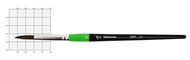 Пензель Поні круглий, 612, № 8, коротка ручка, Rosa Studio