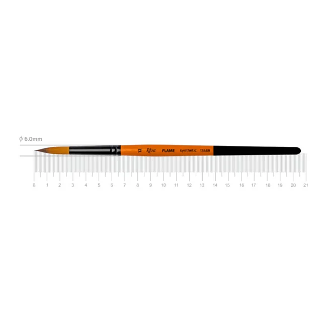 Пензель Синтетика кругла, Flame 1368R, №12, коротка ручка, Rosa