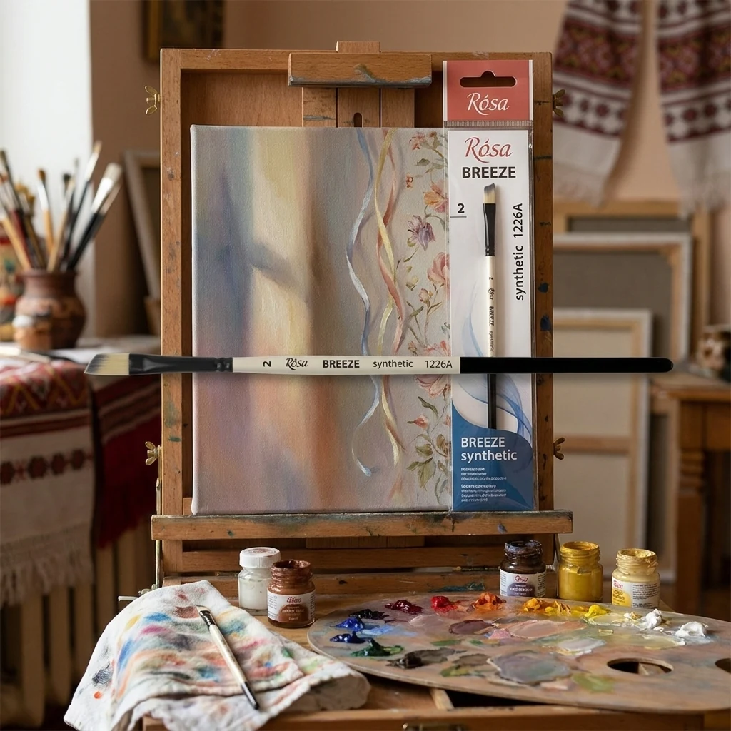 Пензель Синтетика кутова, Breeze 1226A, №2, коротка ручка, Rosa