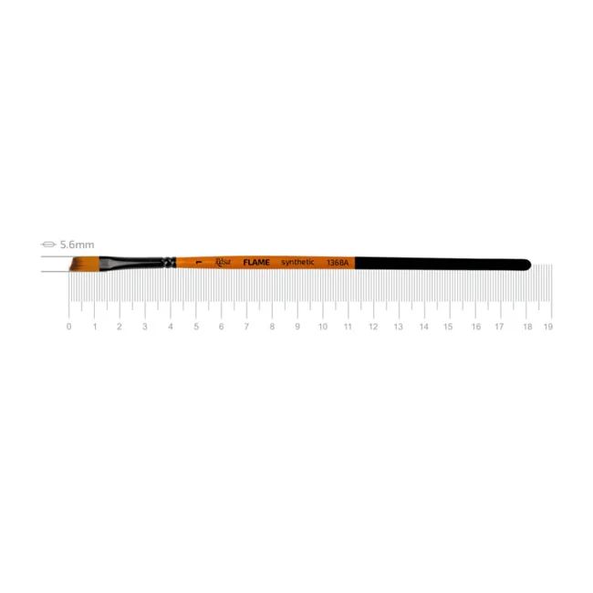 Пензель Синтетика кутова, Flame 1368А, №1, коротка ручка, Rosa