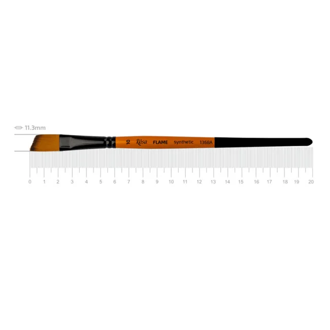Пензель Синтетика кутова, Flame 1368А, №10, коротка ручка, Rosa
