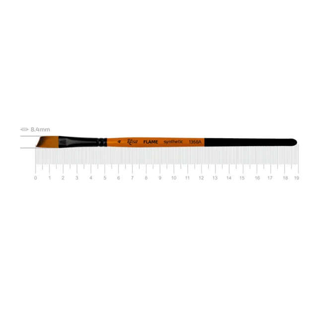 Пензель Синтетика кутова, Flame 1368А, №4, коротка ручка, Rosa