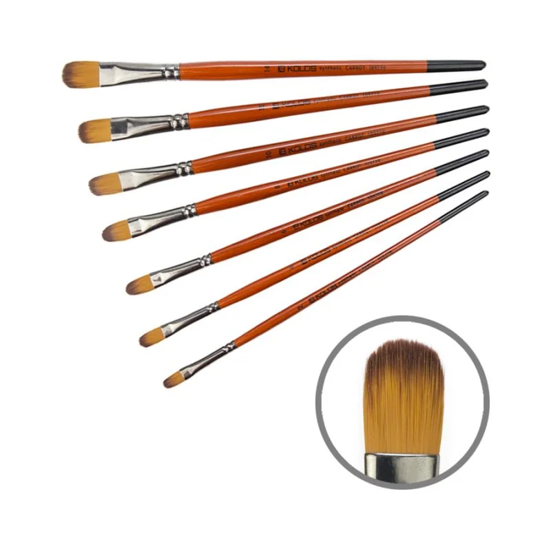 Пензель Синтетика овальна, Carrot 1097FR, № 4, коротка ручка, Kolos