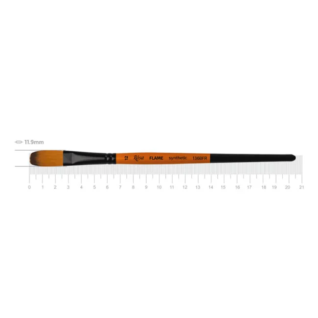 Пензель Синтетика овальна, Flame 1368FR, №12, коротка ручка, Rosa