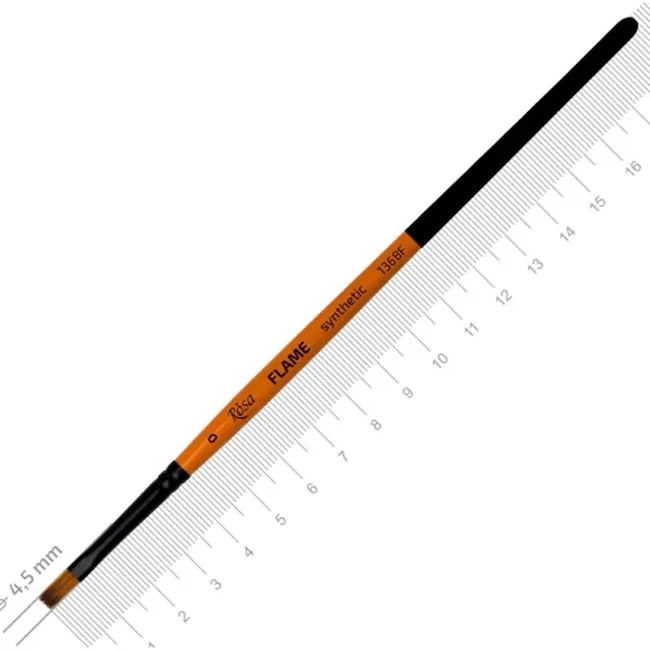 Пензель Синтетика плоска, Flame 1368F, №0, коротка ручка, Rosa
