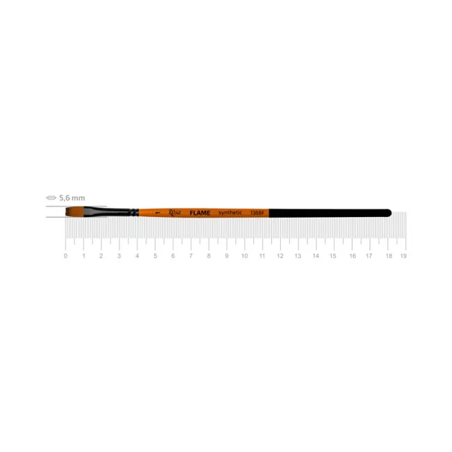 Пензель Синтетика плоска, Flame 1368F, №1, коротка ручка, Rosa