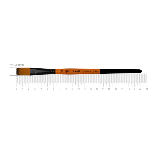 Пензель Синтетика плоска, Flame 1368F, №12, коротка ручка, Rosa