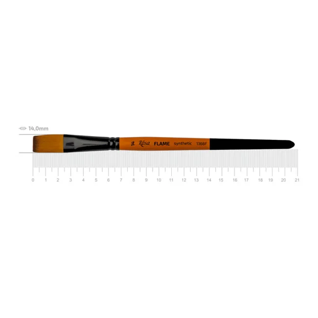 Пензель Синтетика плоска, Flame 1368F, №14, коротка ручка, Rosa