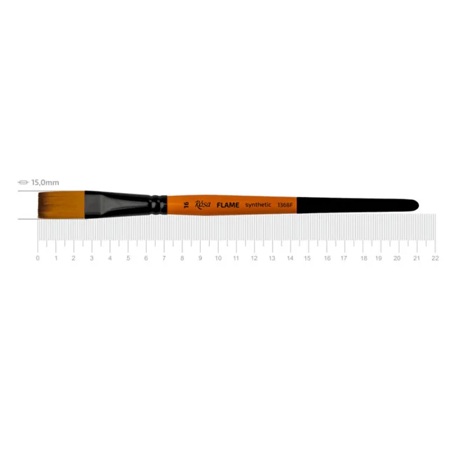 Пензель Синтетика плоска, Flame 1368F, №16, коротка ручка, Rosa