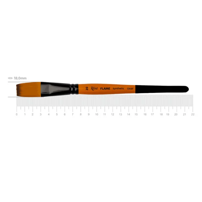 Пензель Синтетика плоска, Flame 1368F, №20, коротка ручка, Rosa