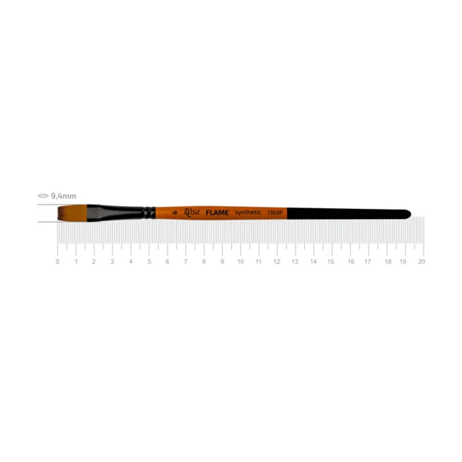 Пензель Синтетика плоска, Flame 1368F, №6, коротка ручка, Rosa