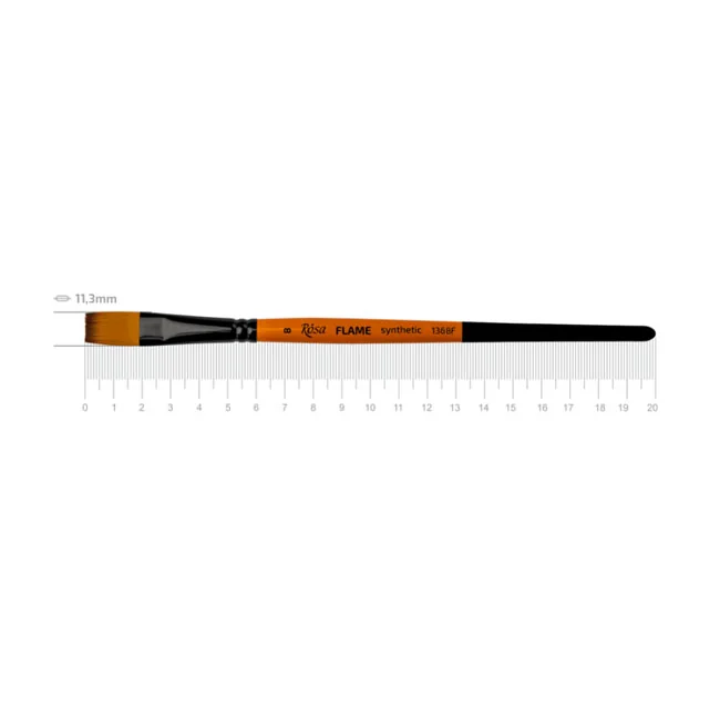 Пензель Синтетика плоска, Flame 1368F, №8, коротка ручка, Rosa