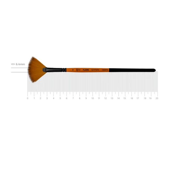 Пензель Синтетика віялова, Flame 1368FN, № 4, коротка ручка, Rosa