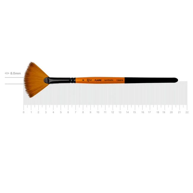 Пензель Синтетика віялова, Flame 1368FN, №8, коротка ручка, Rosa
