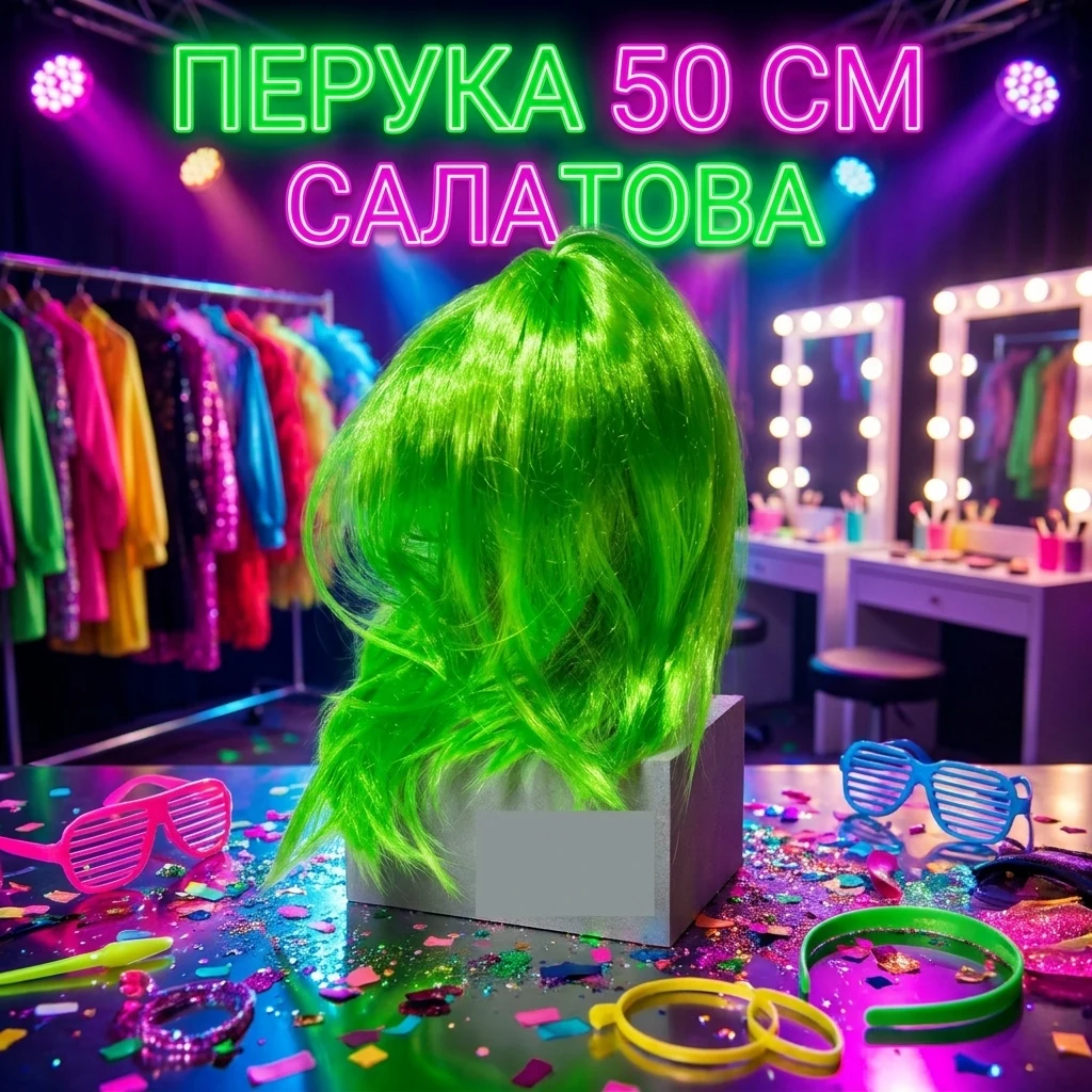 Перука 50 см "Пряма" салатова