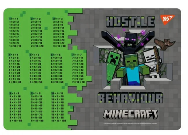 Підкладка "Minecraft" з таблицею множення 29*42 см
