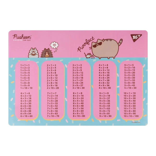 Підкладка пластик "Pusheen" з таблицею множення
