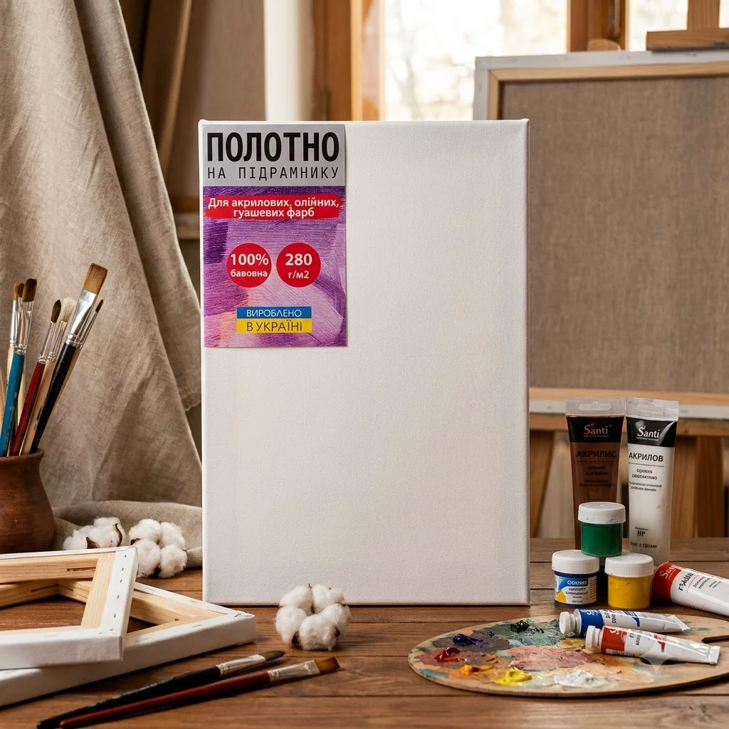 Підрамник 20*30, дрібне зерно, акрил, бавовна, Santi
