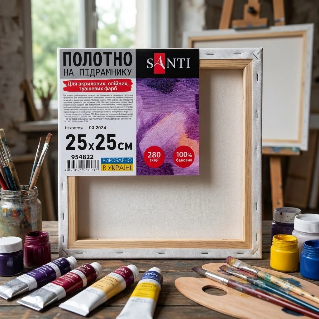 Підрамник 25*25, дрібне зерно, акрил, бавовна, Santi